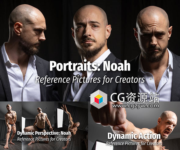 554张动态透视男性肖像姿势造型艺术高清参考图片 三套-图片1