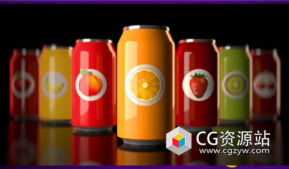 C4D R25汽水罐建模渲染视频教程+中英文字幕