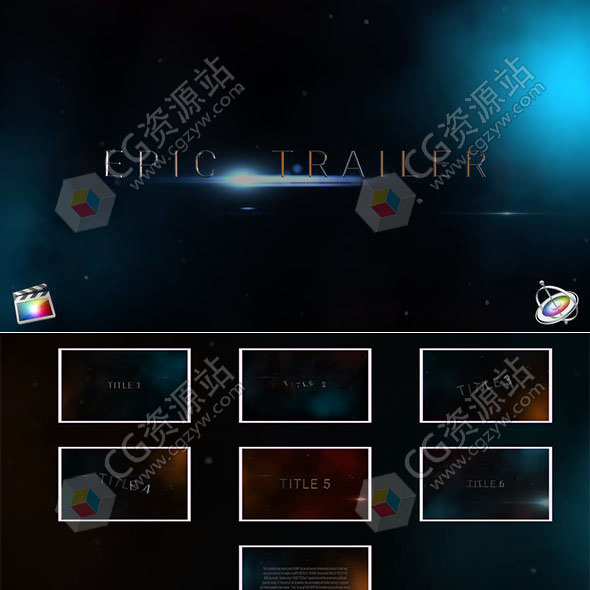 FCPX插件-酷炫时尚3D金属反光文字标题史诗预告片