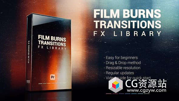 PR模板-炫光漏光光效转场预设 Film Burns Transitions & FX Pack