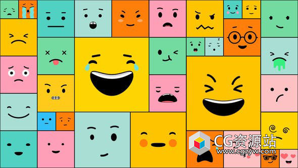 AE模板-卡通可爱有趣搞笑愤怒表情符号动画