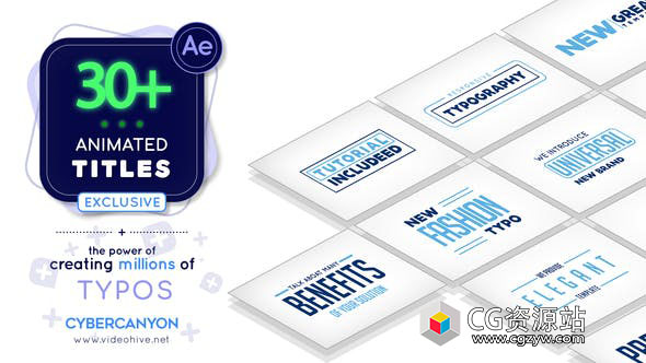 AE模板-30组创意设计文字标题动画预设 Minimal Animated Titles Pack