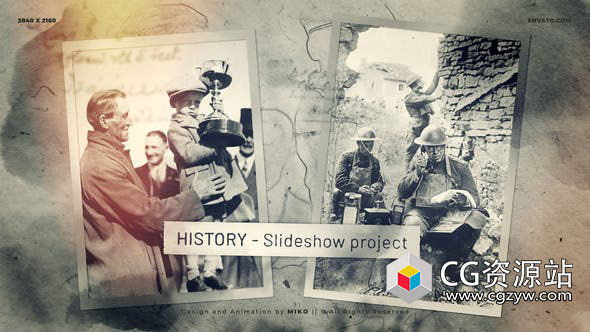 AE模板-4K复古历史照片相册时间线片头