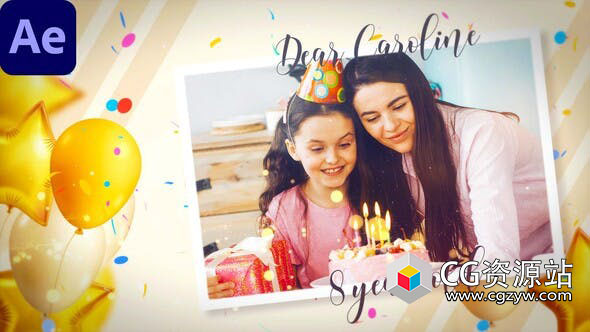 AE模板-小孩儿童生日快乐照片视频包装开场