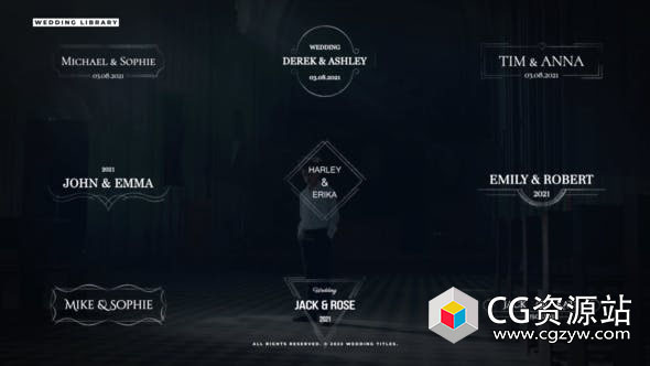 AE模板-36组时尚婚礼标题排版动画 Wedding Clean Titles