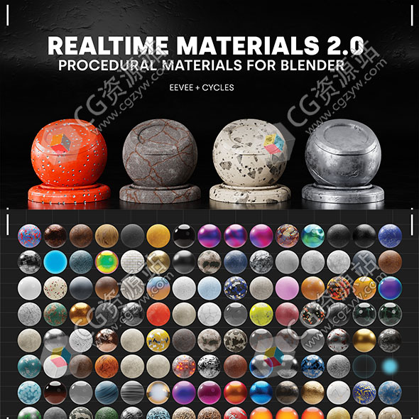 290组真实程序纹理材质预设Blender插件 Realtime Materials v2.1.6