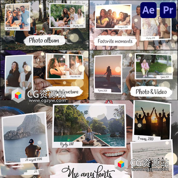 AE+PR+FCPX模板-浪漫温馨照片爱情相册美好回忆记录片头+背景音乐