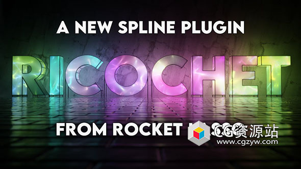 C4D插件-样条线填充生长动画 RocketLasso Ricochet v1.0 Win