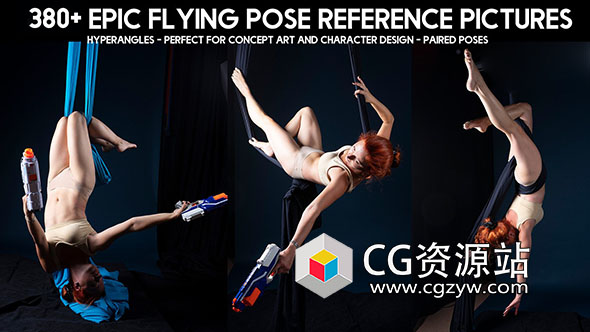 380张女性飞行漂浮动态姿势造型高清参考图片-图片1