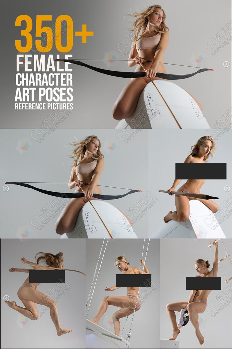 350张女性坐姿跳跃战斗骑马艺术姿势造型高清参考图片-图片2