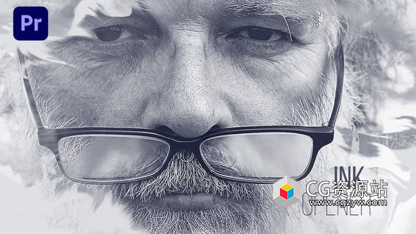 PR模板-黑白水墨过渡晕开相册展示 Ink Opener