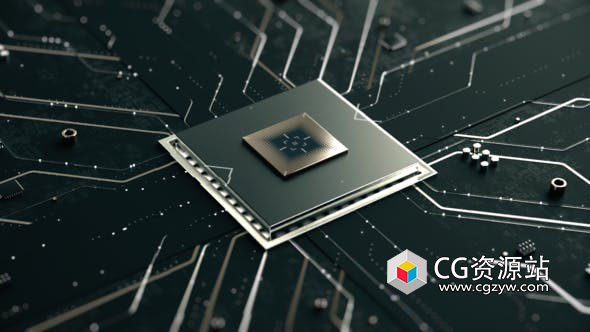 AE模板-科技芯片电路板3D动画数字标志logo片头 Hi-Tech Chip Digital Logo
