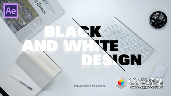 AE模板-现代时尚黑白文字标题排版图文设计 black and white titles pack