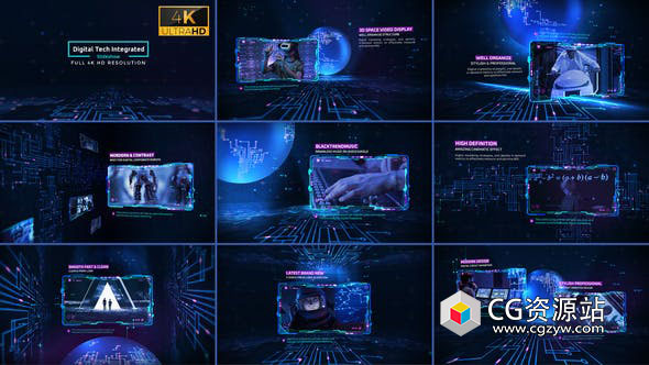 AE模板-4K科技空间感电路网格图文展示宣传片