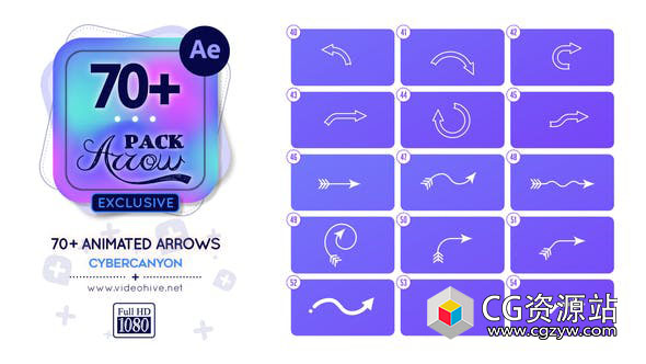 AE模板-70组扁平化箭头元素动画 Arrow Pack After Effects