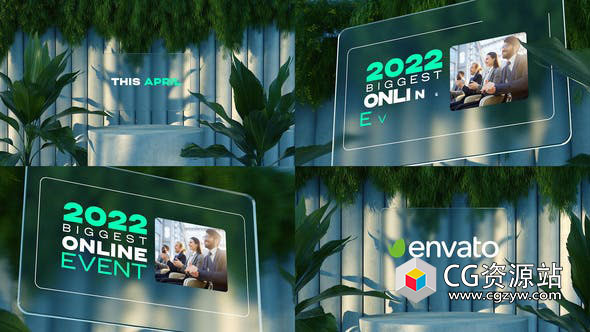 AE模板-科技公司绿色新能源玻璃质感宣传片头 Glass Opener