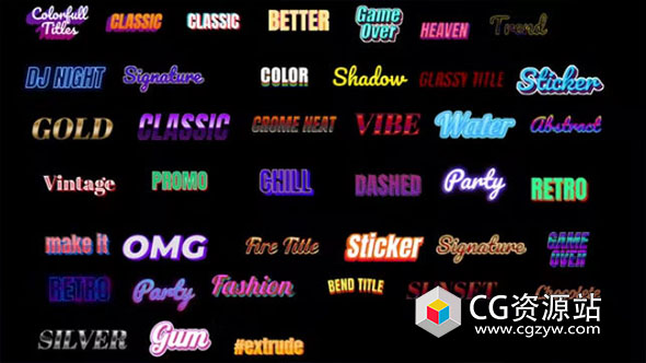 AE模板-40个动感现代多彩文字标题动画 Colorful Titles