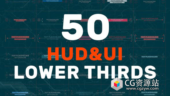 AE模板-50组科技感HUD字幕条动画 50 HUD UI Lower Thirds