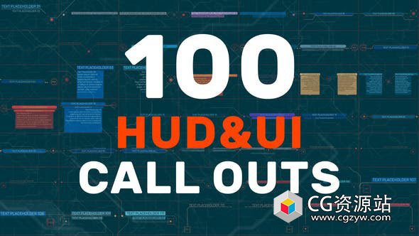 PR模板-100组科技感HUD线条呼出标注指示线UI介绍动画 100 HUD UI Call Outs