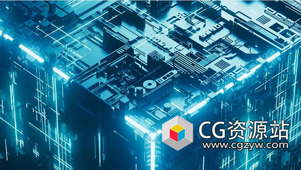 C4D Redshift渲染器制作科幻方块渲染教程+英文字幕