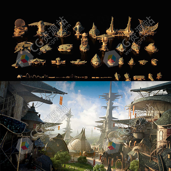 幻想王国宴会厅蒙古包大庭院3D模型 C4D/FBX/OBJ/MAX/Maya/Blender/Houdini/Unity/Unreal-图片1