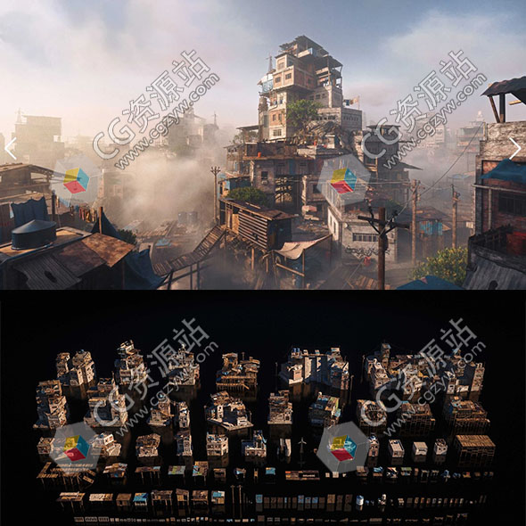 末日城市废弃街区住宅小屋3D模型 Blender/FBX格式-图片1