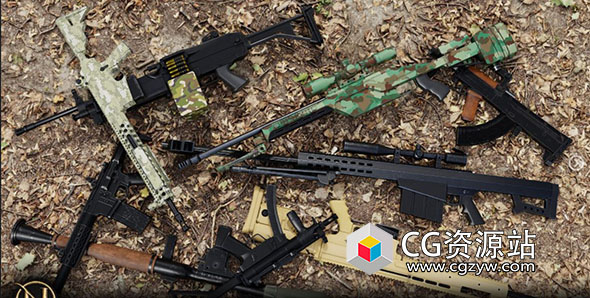 50组枪支步枪3D模型(FBX格式)