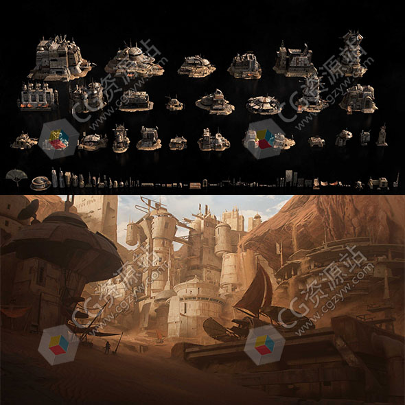 太空银河系基地堡垒车间建筑3D模型C4D/MAX/FBX/OBJ/Maya/Blender/Houdini/Unity/Unreal格式-图片1