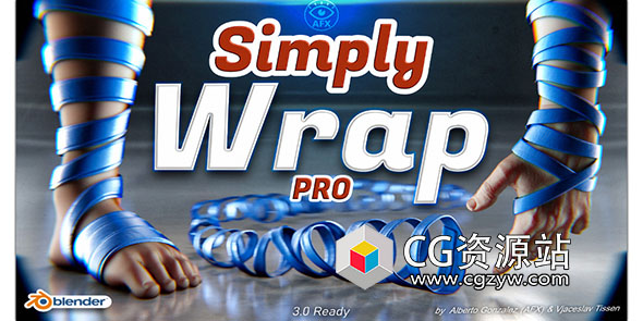 Blender曲线缠绕生成网格插件 Simply Wrap Pro V1.5.2 + Assets