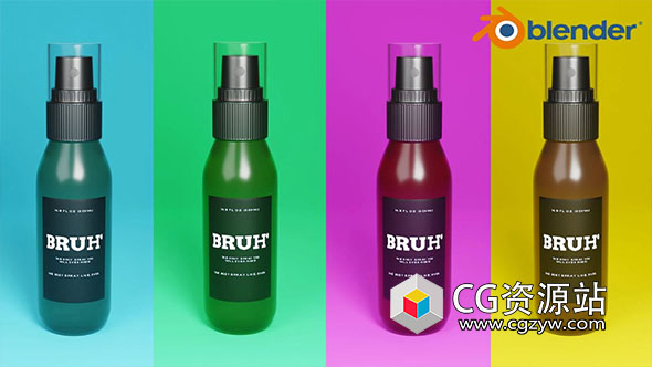 Blender 3D喷雾瓶产品可视化实例视频教程+中英文字幕
