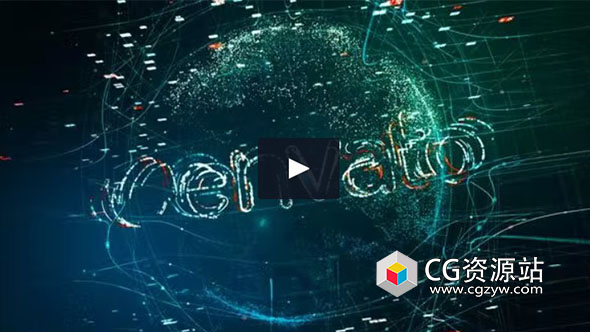 AE模板-科技感线条粒子地球Logo动画 Particle 3D Earth Logo Reveal