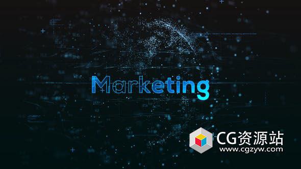 AE模板-科幻信息通信蓝色粒子星球标题介绍 Marketing Network Earth