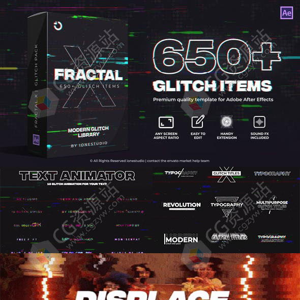 AE脚本-650+信号故障损坏文字标题无缝过渡转场logo音效元素包-图片1