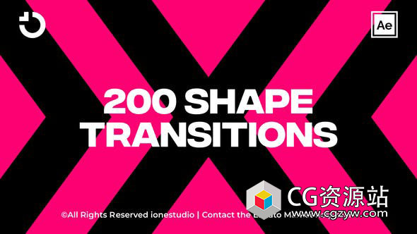 AE模板-200+创意多彩MG图形遮罩转场动画 200+ Shape Transitions