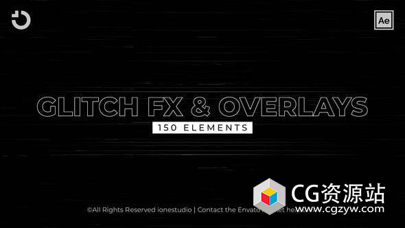 AE模板-150+故障数字失真特效叠加无缝过渡转场动画 150+ Glitch FX&Overlays