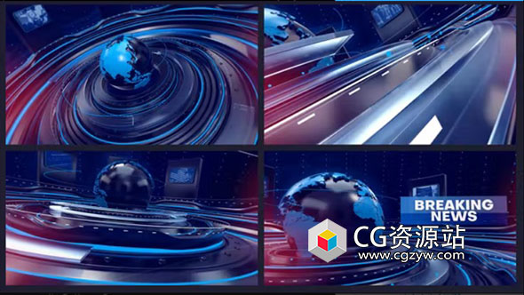 AE模板-三维场景广播设计新闻包装片头 Breaking News