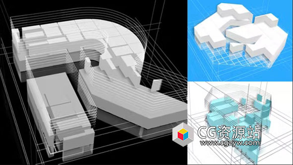 AE模板-4种三维搭建场景Logo动画 Logo Build 3D