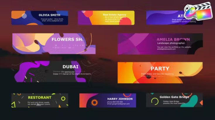 FCPX插件-10种现代时尚多彩标题排版字幕条动画