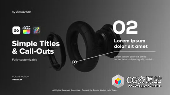 FCPX插件-26个线条呼出注释标注文字标题动画