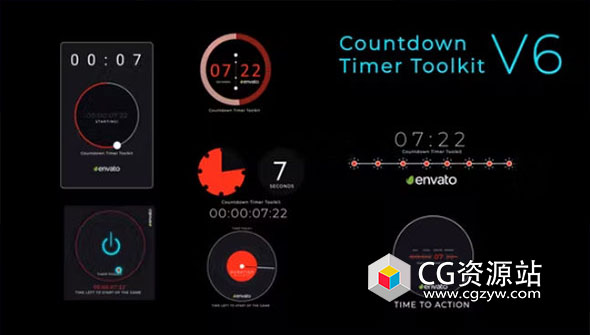 AE模板-7个数字时间倒计时器动画 Countdown Timer Toolkit V6