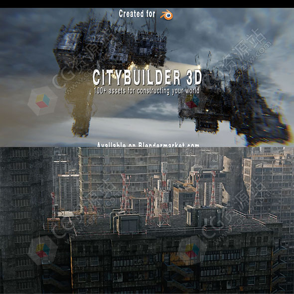 Blender插件-100多种城市建筑楼房资产预设 Citybuilder 3d