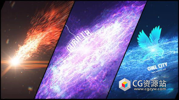 AE模板-多彩发光能量粒子冲击Logo动画 Particle Hit Logo Reveal