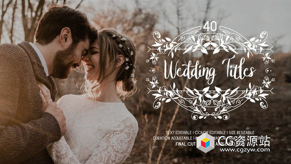AE/PR/FCPX模板-40种浪漫爱情线条图形请柬婚礼标题文字动画