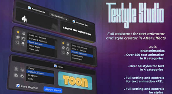 多样式文字标题动画AE脚本 Textyle Studio v1.4.4 Win/Mac + 使用教程