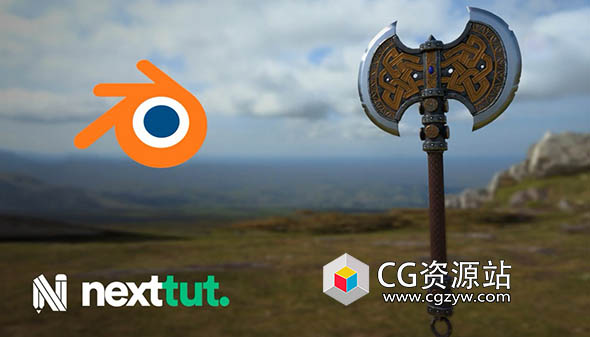 Blender/Substance游戏斧头建模纹理视频教程+中英文字幕