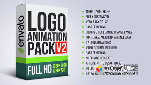 AE模板-27个标志动画包logo片头开场动画 Logo Animation Pack V2