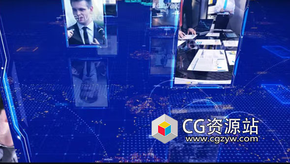 AE模板-4K科技感三维场景连线图片视频展示片头 Global Connection Opener 4K