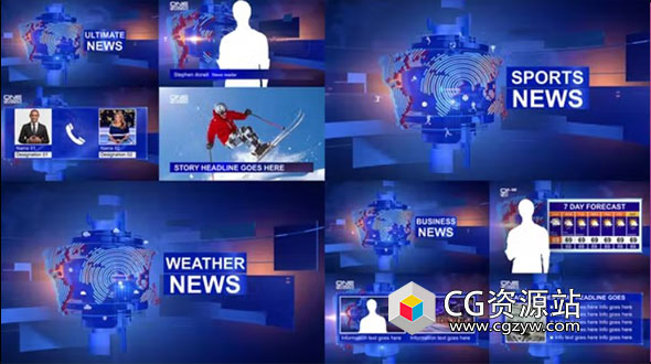 AE模板-每日新闻纪录片栏目包装动画开场片头 News Opener Package