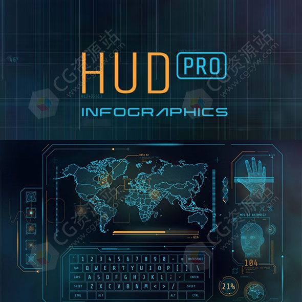 AE模板-高科技信息图表图形UI界面装饰背景信息识别扫描HUD元素动画