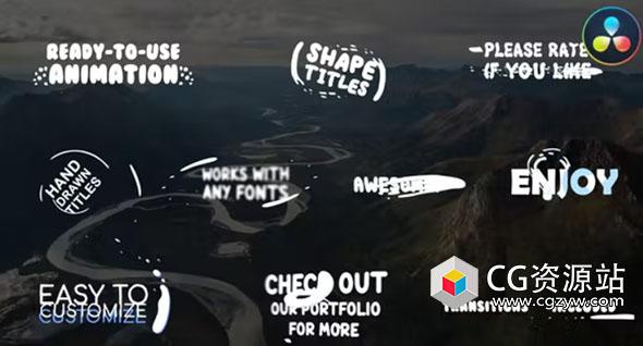 达芬奇模板-卡通手绘风格文字标题动画 Cartoon Shape Titles